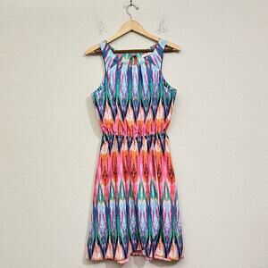 ATHLETA Martinique Dress Colorful Ikat Sleeveless Tasseled Hippie Summer